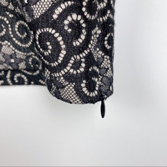 Ann Taylor Black Lace & Cream Structured Long Sleeve Sweatshirt Top S - Picture 4 of 10